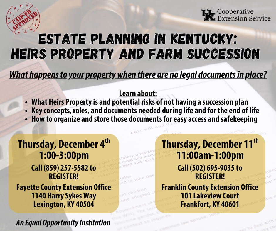 Estate Planning in Kentucky: Heirs Property & Farm Succession Dec 4 2025