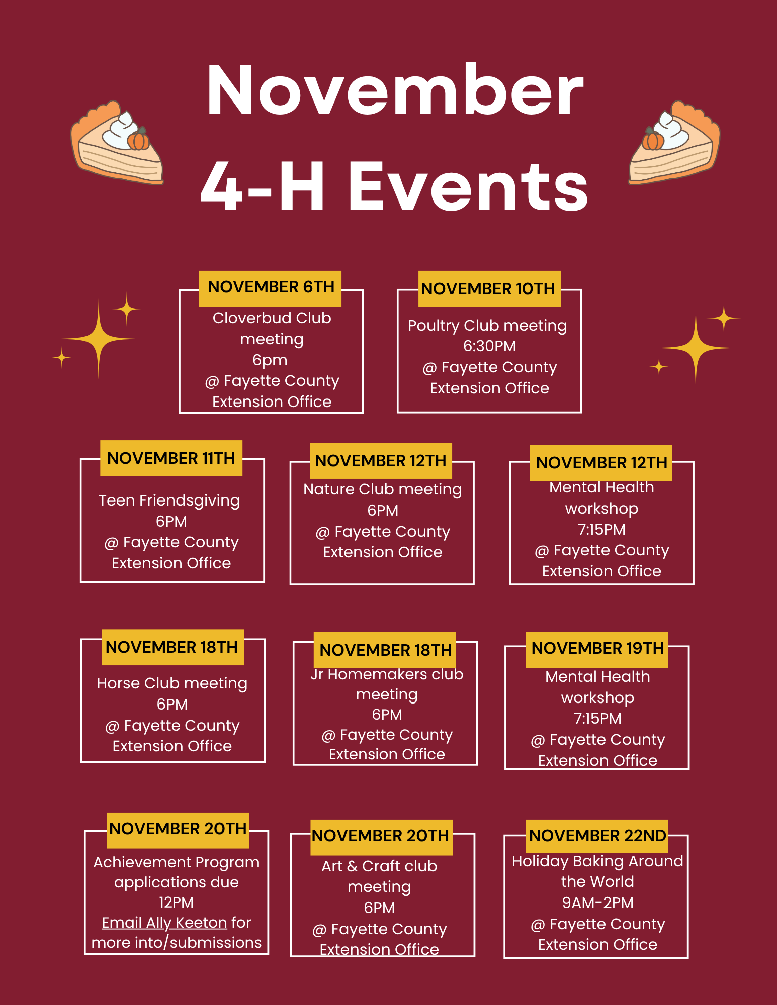 November 2025 Calendar of Events